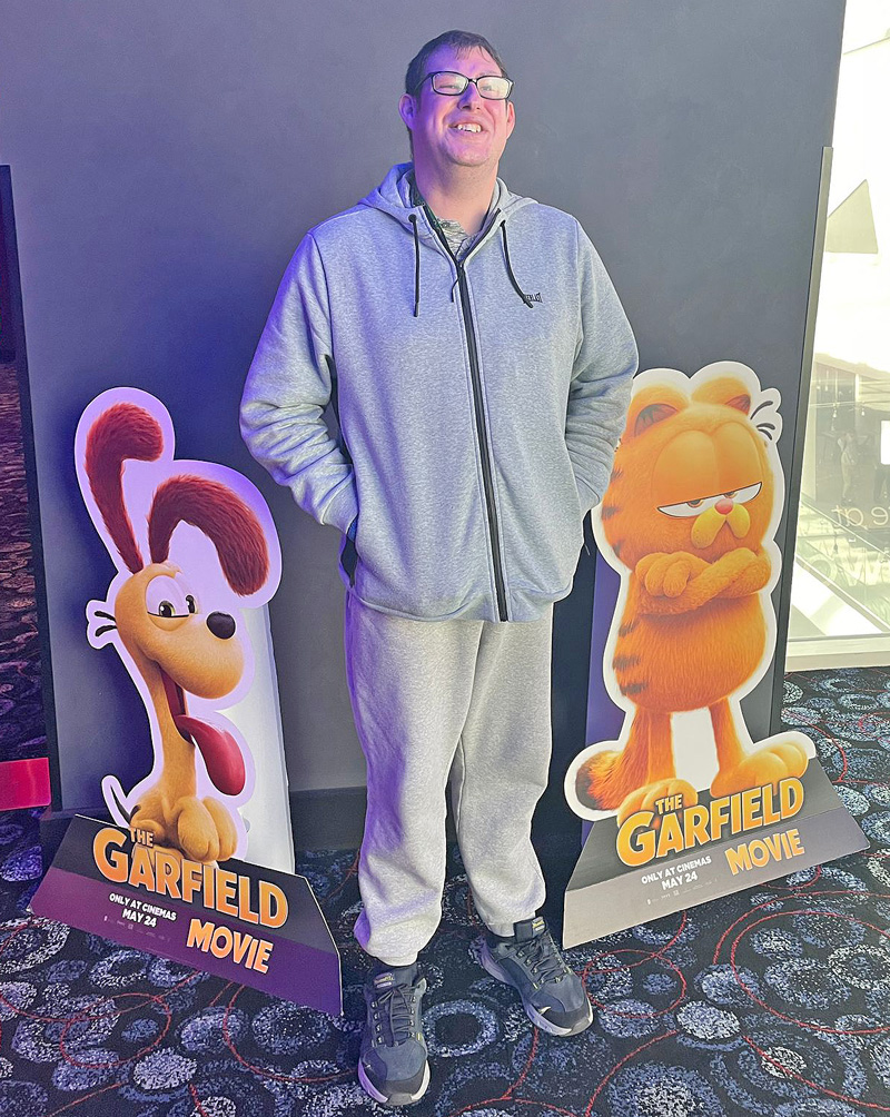 Stephen and Garfield at Cinema